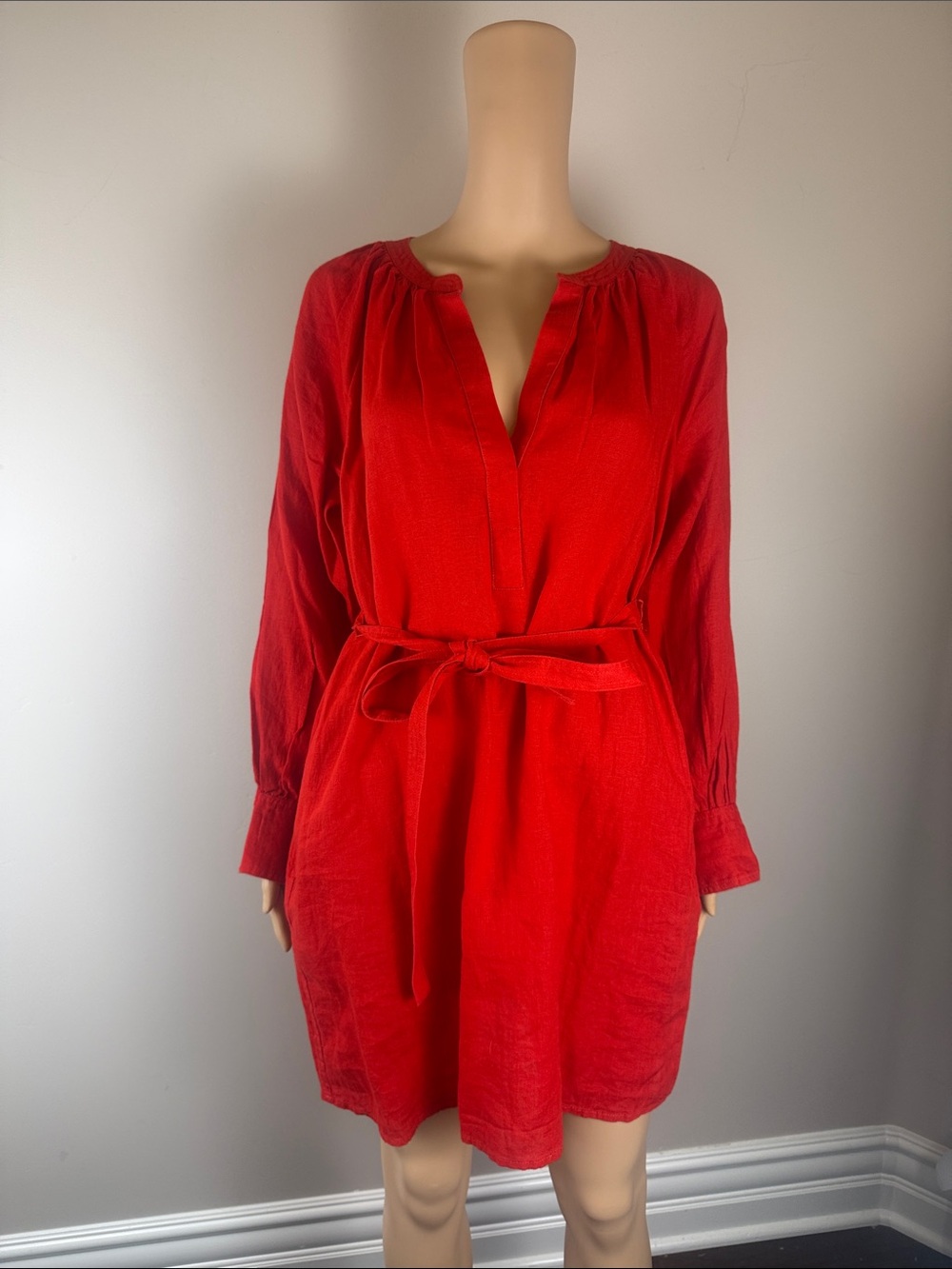J.Crew Red Linen Cabana Mini Dress NWOT